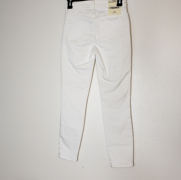 NEW L'AGENCE Margot Hi Rise Skinny Jeans Crystals Rhinestones Ankle Luxury Chic - Picture 8 of 14